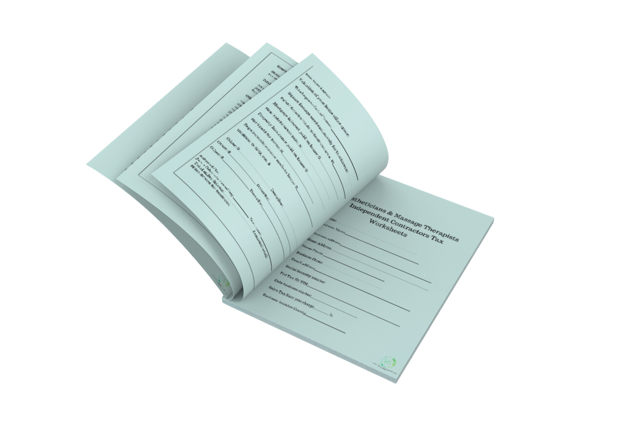 7 page Accounting workbook for Spa Professionals