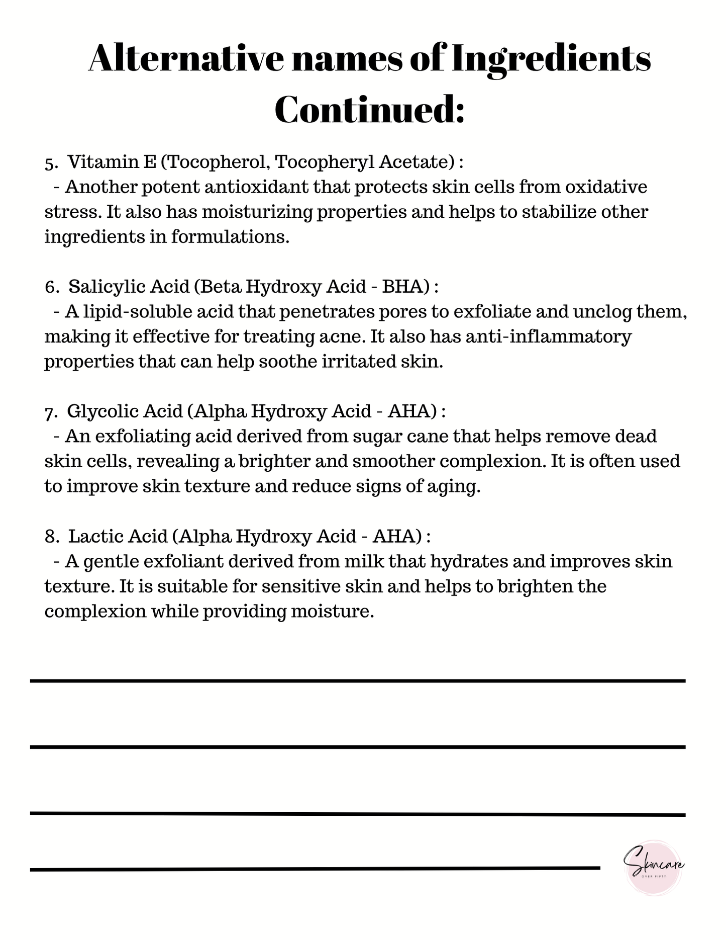 Product Ingredient Glossary
